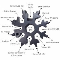 Cheie multifunctionala, tip breloc, 18 in 1, forma de fulg, metal, negru Vivo 18MT-BLACK